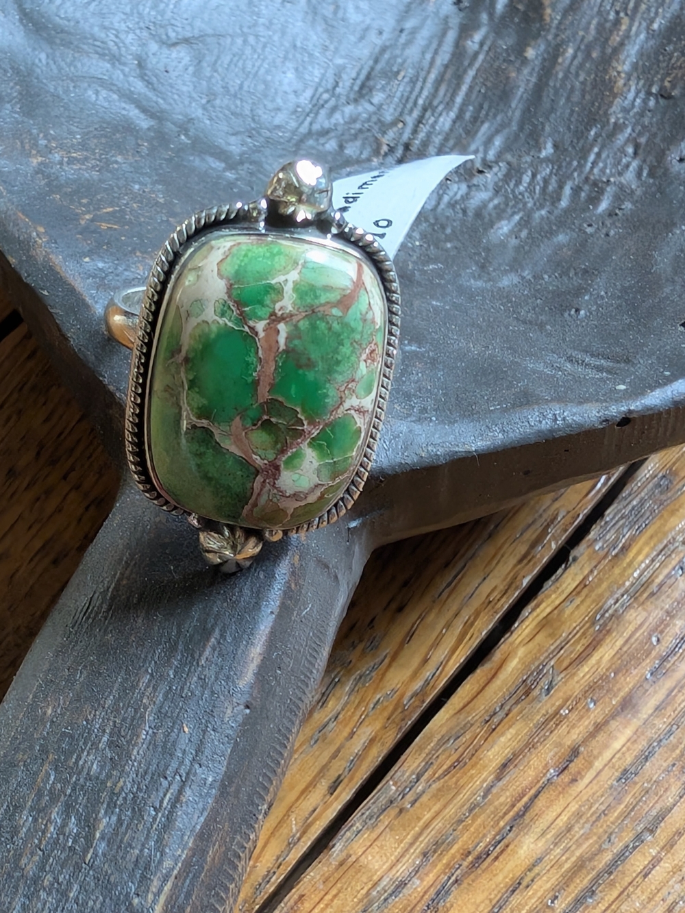 925 Sterling Silver Ring with Green Sediment Jasper Stone, SZ 10